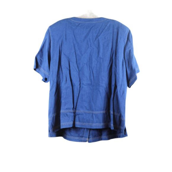 Venezia Blue Women's Top Blouse Button Up Collared Short Sleeve 20 062 - Picture 6 of 6